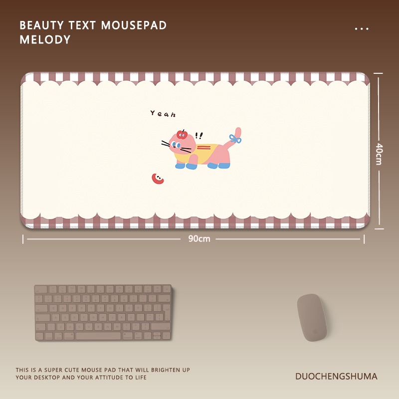 可愛星球小黑猫電競超大遊戲加厚防滑鼠標墊