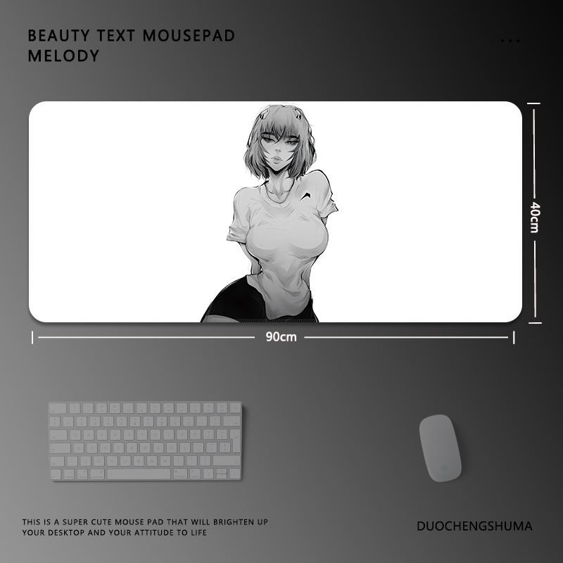 黑白動漫電競超大遊戲加厚防滑鼠標墊