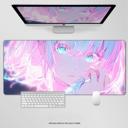 炫彩流光美女電競超大遊戲加厚防滑鼠標墊