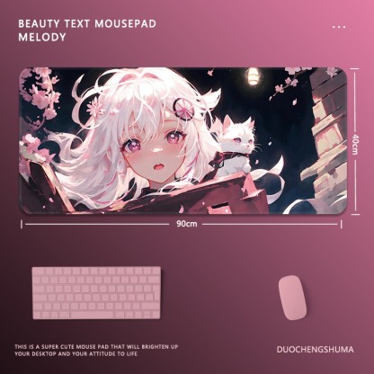 塗鴉黑貓女孩電競超大遊戲加厚防滑鼠標墊