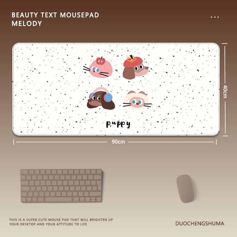 可愛星球小黑猫電競超大遊戲加厚防滑鼠標墊