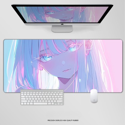 炫彩流光美女電競超大遊戲加厚防滑鼠標墊