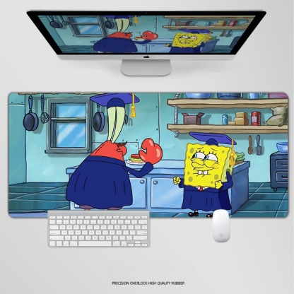 海綿寶寶電競超大遊戲加厚防滑鼠標墊