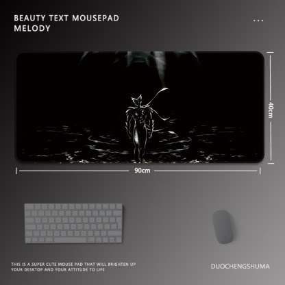 黑色動漫女孩電競超大遊戲加厚防滑鼠標墊