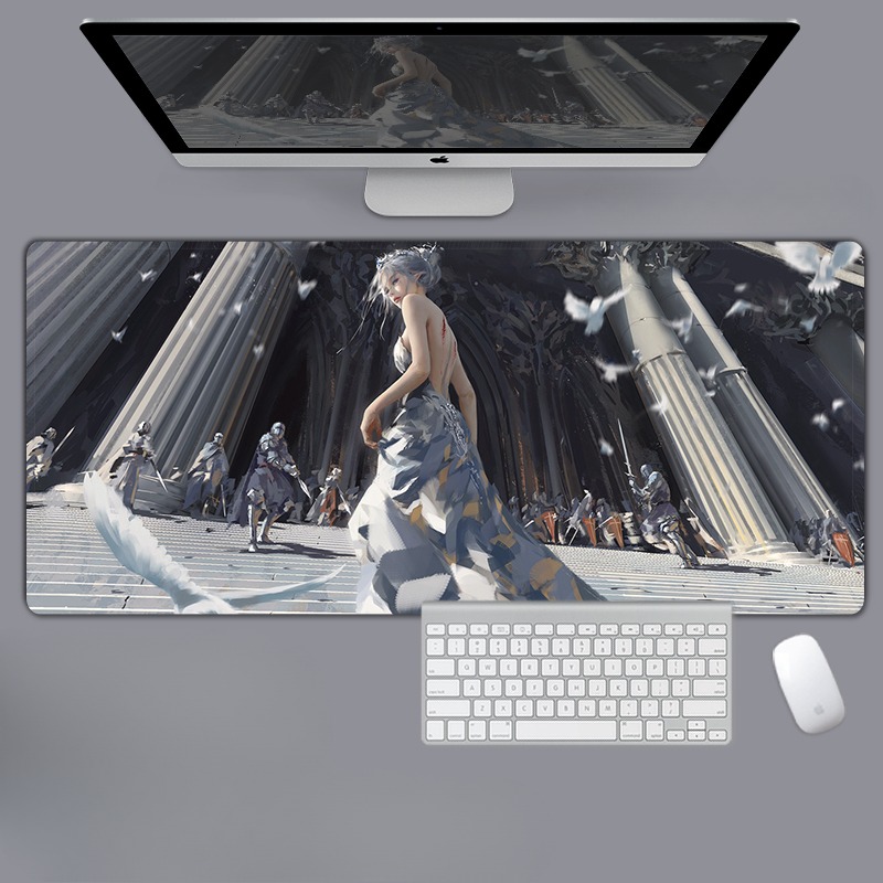 美女性感動漫電競超大遊戲加厚防滑鼠標墊