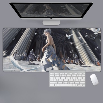 美女性感動漫電競超大遊戲加厚防滑鼠標墊