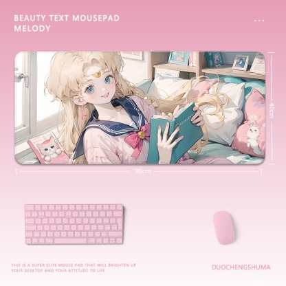 黑貓女孩電競超大遊戲加厚防滑鼠標墊