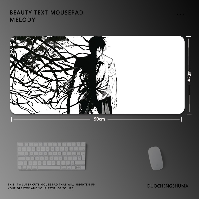 黑白動漫電競超大遊戲加厚防滑鼠標墊