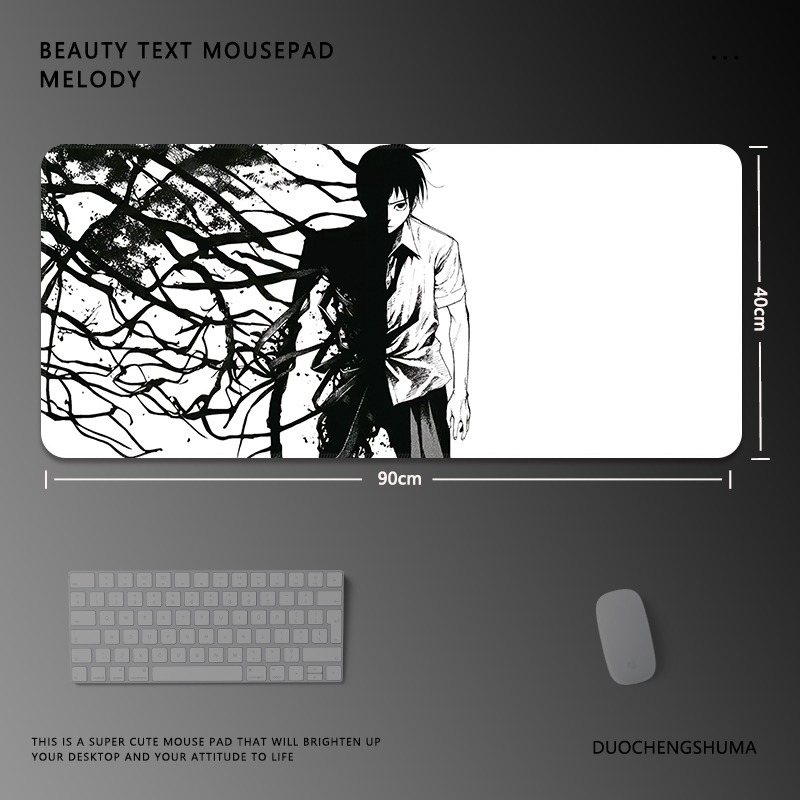 黑白動漫電競超大遊戲加厚防滑鼠標墊