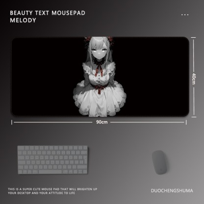 黑色動漫女孩電競超大遊戲加厚防滑鼠標墊