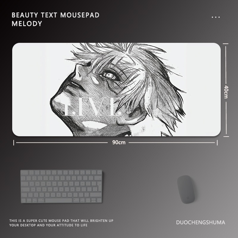 黑白動漫電競超大遊戲加厚防滑鼠標墊
