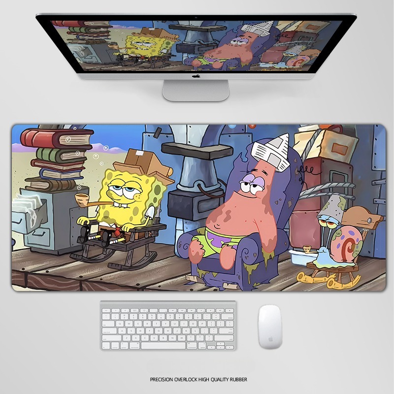 海綿寶寶電競超大遊戲加厚防滑鼠標墊