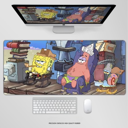 海綿寶寶電競超大遊戲加厚防滑鼠標墊