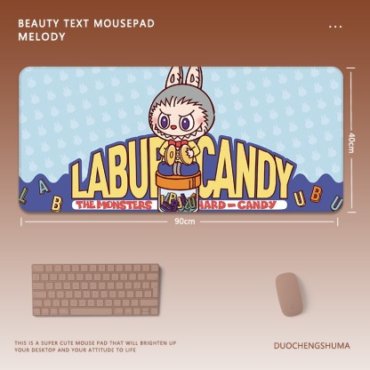 可愛卡通拉布布電競超大遊戲加厚防滑鼠標墊