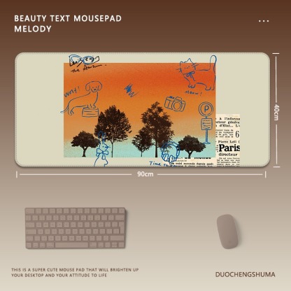 可愛星球小黑猫電競超大遊戲加厚防滑鼠標墊