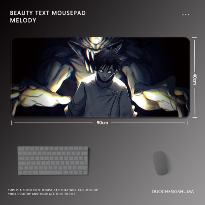 黑色動漫女孩電競超大遊戲加厚防滑鼠標墊