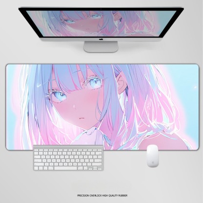 炫彩流光美女電競超大遊戲加厚防滑鼠標墊