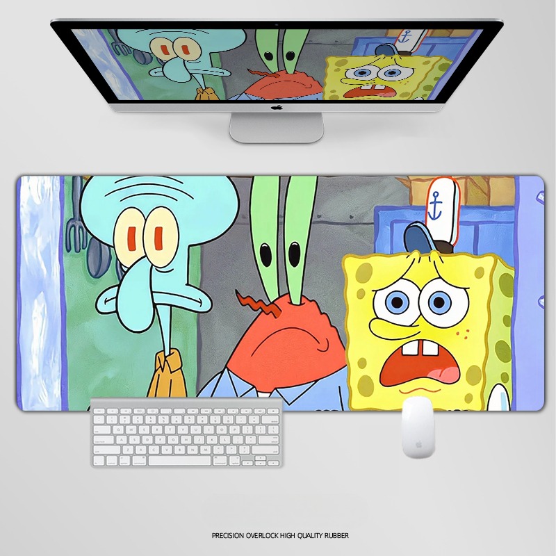 海綿寶寶電競超大遊戲加厚防滑鼠標墊