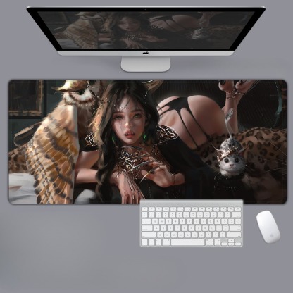 美女性感動漫電競超大遊戲加厚防滑鼠標墊