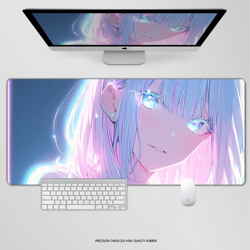 炫彩流光美女電競超大遊戲加厚防滑鼠標墊