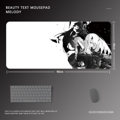 黑白動漫電競超大遊戲加厚防滑鼠標墊