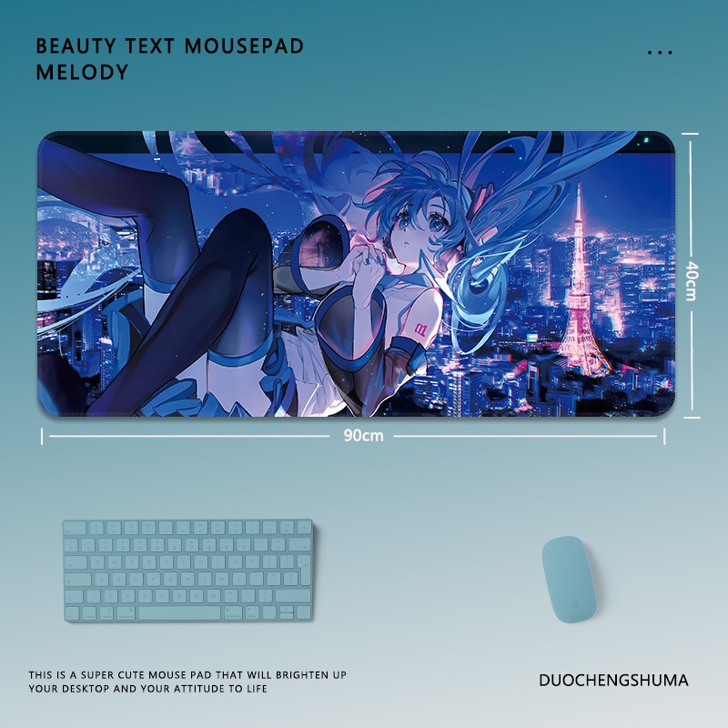 初音未來電競超大遊戲加厚防滑鼠標墊