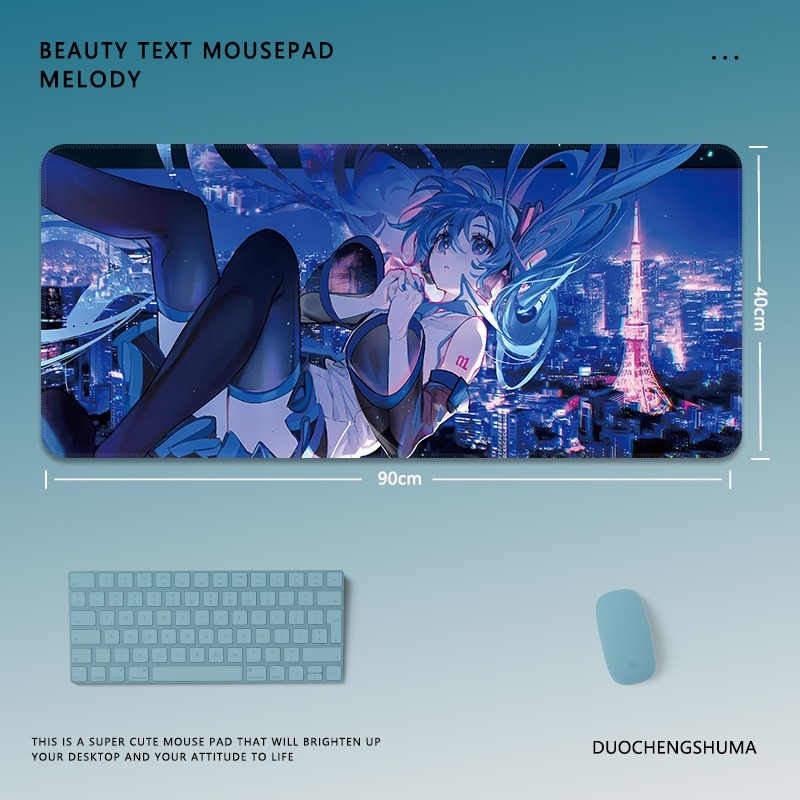 初音未來電競超大遊戲加厚防滑鼠標墊