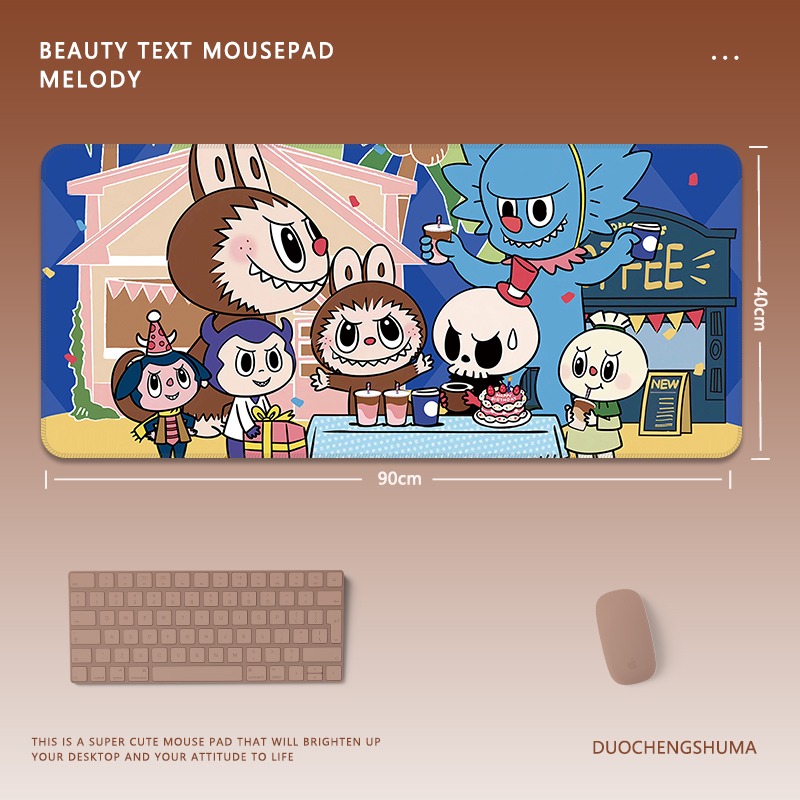 可愛卡通拉布布電競超大遊戲加厚防滑鼠標墊