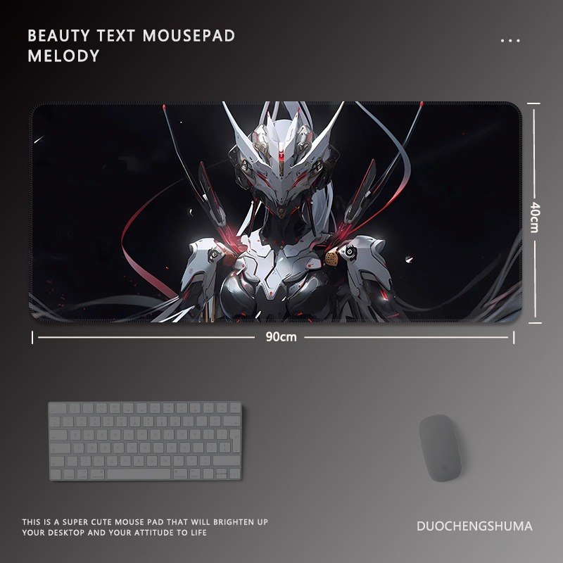 黑色動漫女孩電競超大遊戲加厚防滑鼠標墊