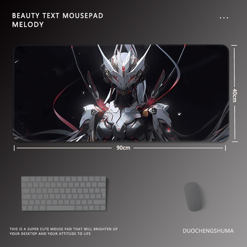 黑色動漫女孩電競超大遊戲加厚防滑鼠標墊