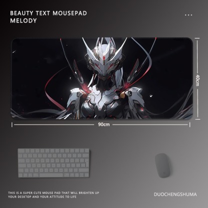 黑色動漫女孩電競超大遊戲加厚防滑鼠標墊