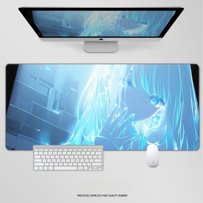 炫彩流光美女電競超大遊戲加厚防滑鼠標墊