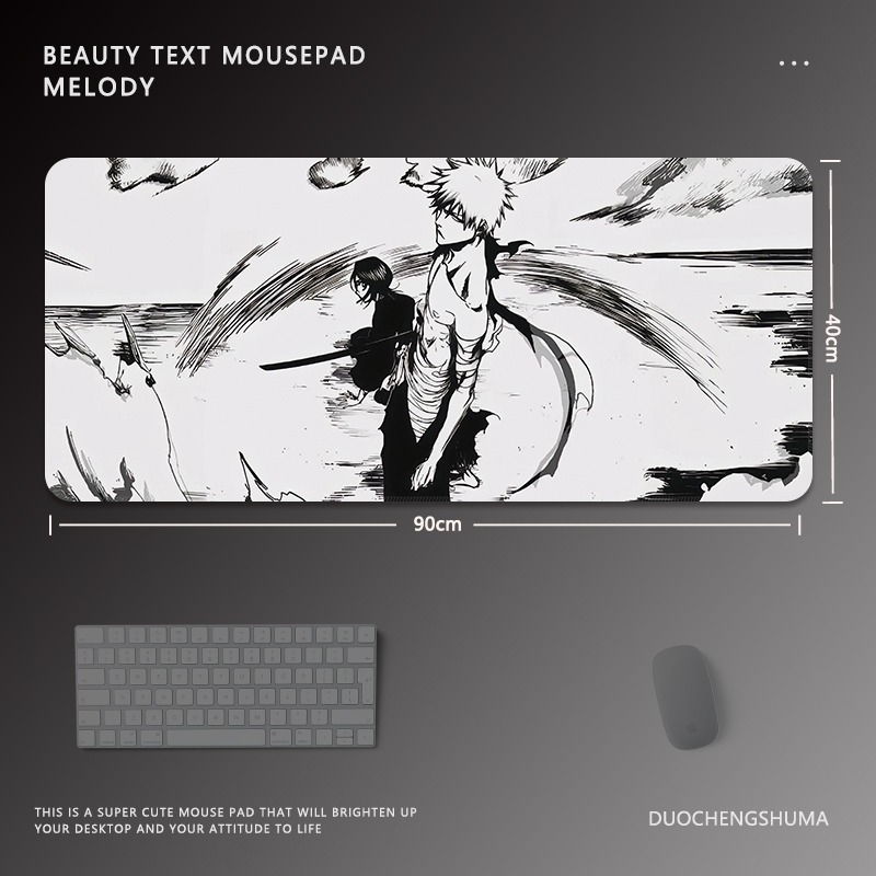 黑白動漫電競超大遊戲加厚防滑鼠標墊