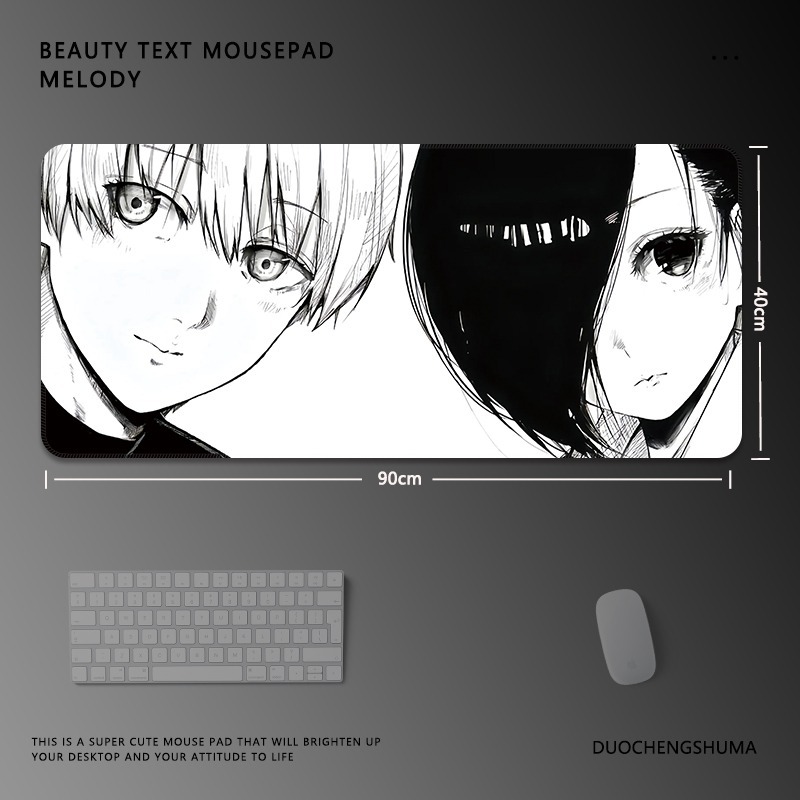 黑白動漫電競超大遊戲加厚防滑鼠標墊