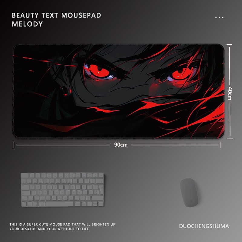 黑色動漫女孩電競超大遊戲加厚防滑鼠標墊