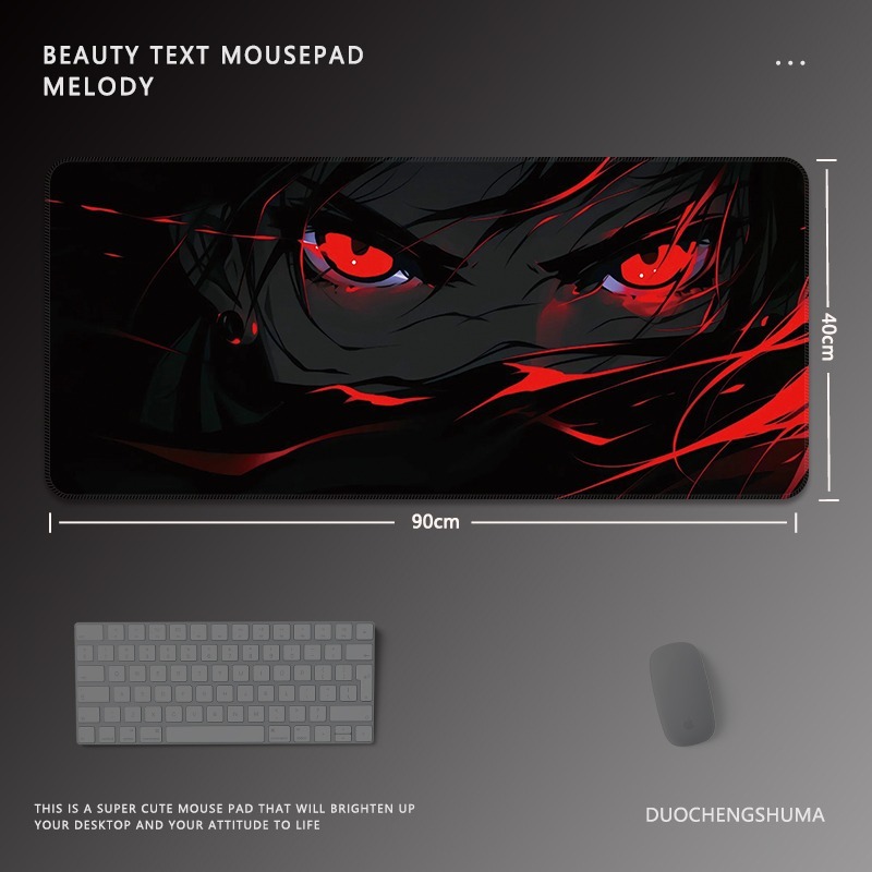 黑色動漫女孩電競超大遊戲加厚防滑鼠標墊