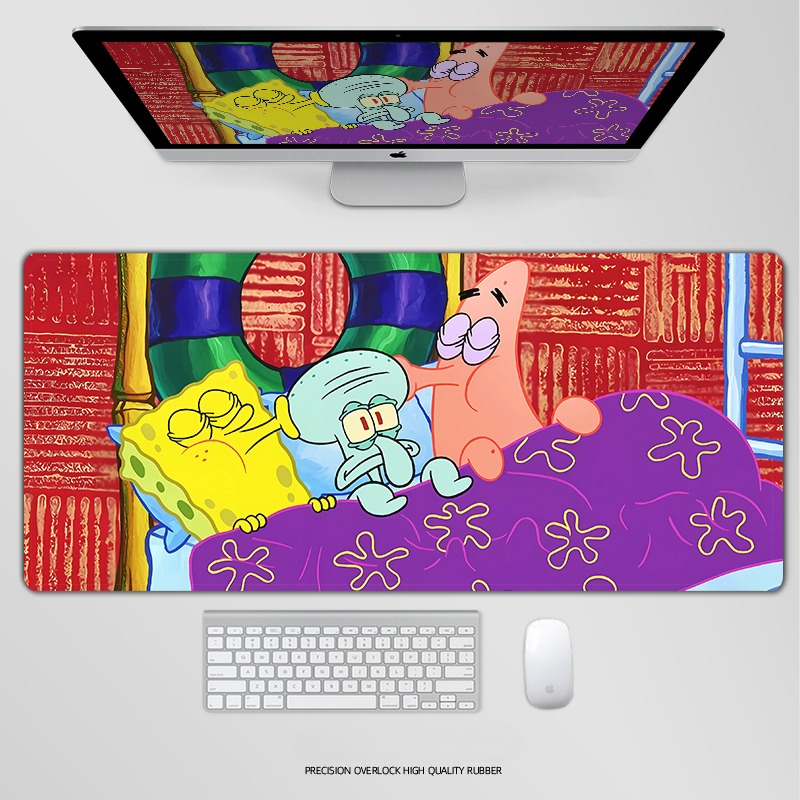 海綿寶寶電競超大遊戲加厚防滑鼠標墊