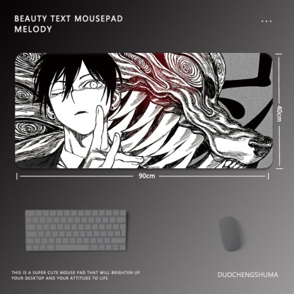 黑色動漫女孩電競超大遊戲加厚防滑鼠標墊