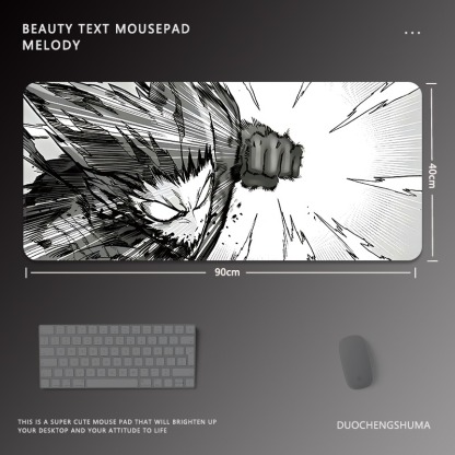 黑白動漫電競超大遊戲加厚防滑鼠標墊