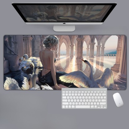 美女性感動漫電競超大遊戲加厚防滑鼠標墊