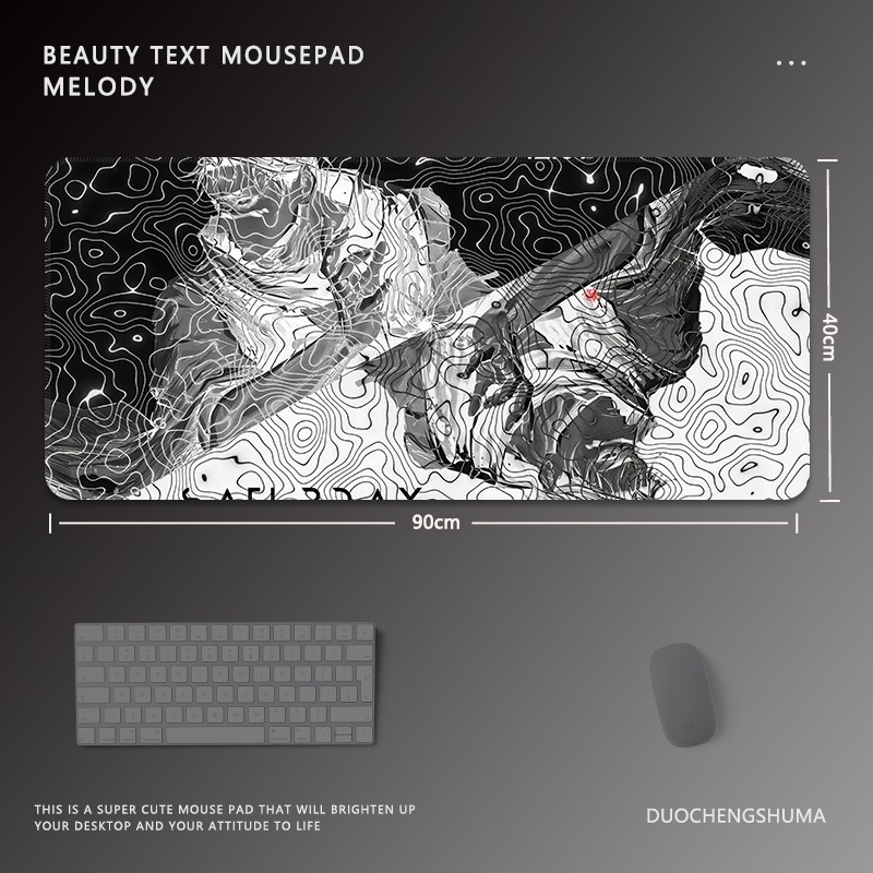 黑色動漫女孩電競超大遊戲加厚防滑鼠標墊