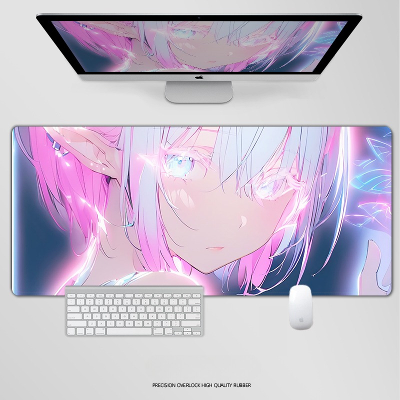 炫彩流光美女電競超大遊戲加厚防滑鼠標墊