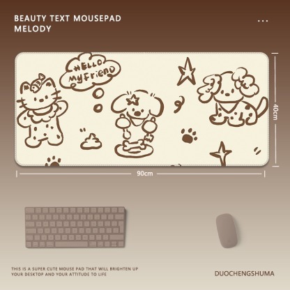 可愛星球小黑猫電競超大遊戲加厚防滑鼠標墊