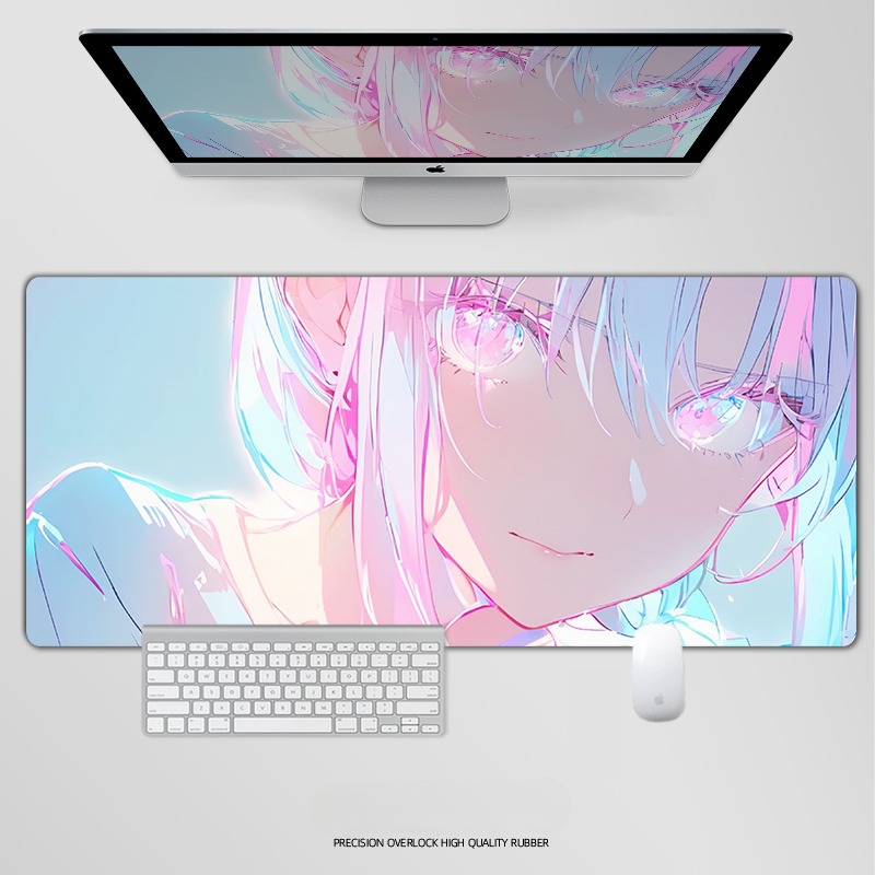 炫彩流光美女電競超大遊戲加厚防滑鼠標墊