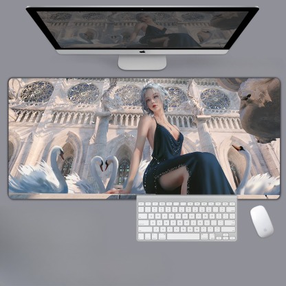 美女性感動漫電競超大遊戲加厚防滑鼠標墊