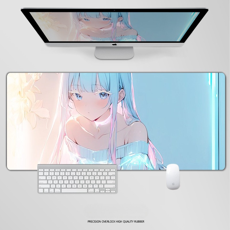 炫彩流光美女電競超大遊戲加厚防滑鼠標墊