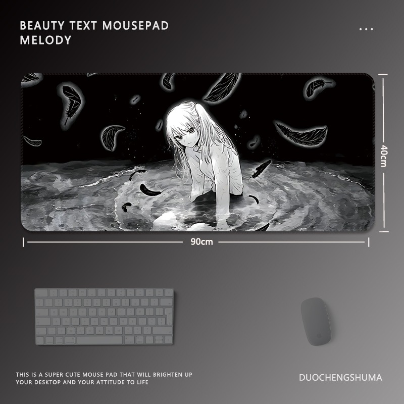 黑白動漫電競超大遊戲加厚防滑鼠標墊
