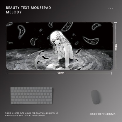 黑白動漫電競超大遊戲加厚防滑鼠標墊