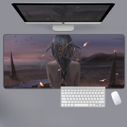 美女性感動漫電競超大遊戲加厚防滑鼠標墊