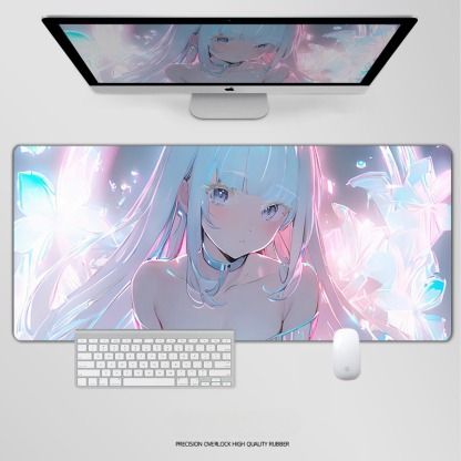 炫彩流光美女電競超大遊戲加厚防滑鼠標墊